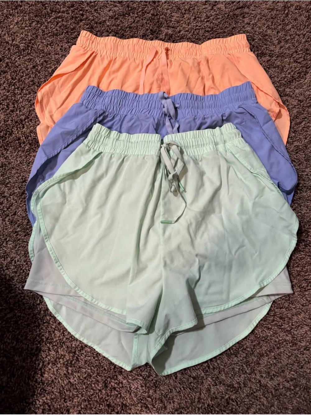 BuffBunny Athletic Shorts Trio - Mint, Lavender, Peach